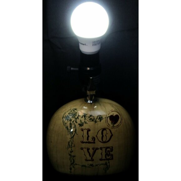 Beige Love Ceramic Lamp Small Floral Red Old World Vtg Look Inspired Flower Rose - Picture 10 of 10